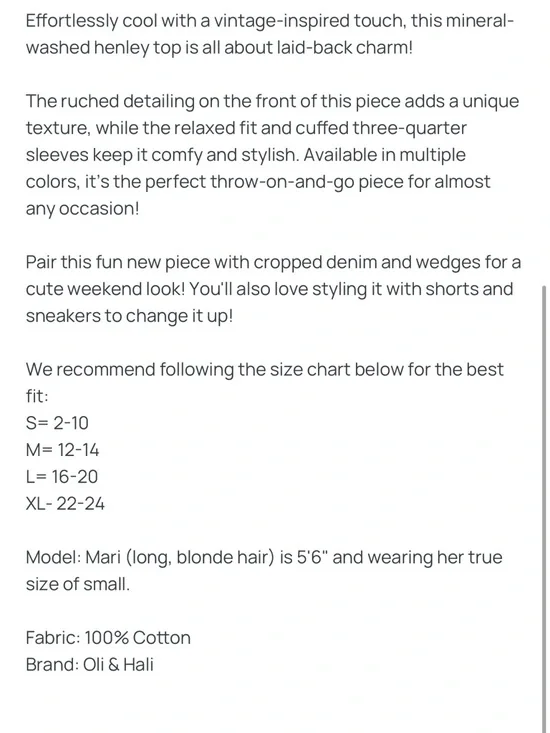 Oli & Hali Light Blue Ruched Henley Top - Picture 3 of 11